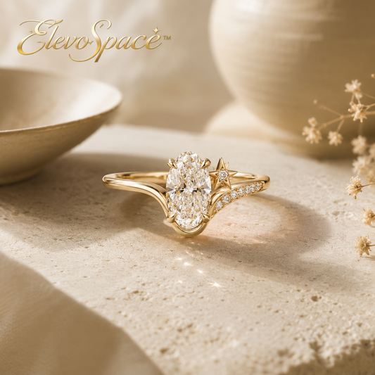 ElevoSpace™ Meridian Starfall Oval Moissanite Bypass Ring