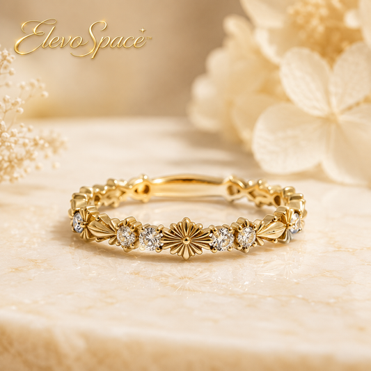 ElevoSpace™ Sunpetal Orbit Moissanite Sculpted Band