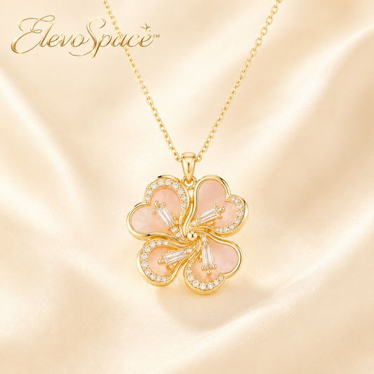 ElevoSpace™ Roselight Spiral Bloom Pink Moissanite Necklace