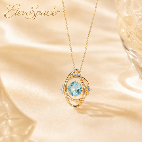 ElevoSpace™ Aqualume Tidal Arc Blue Moissanite Necklace