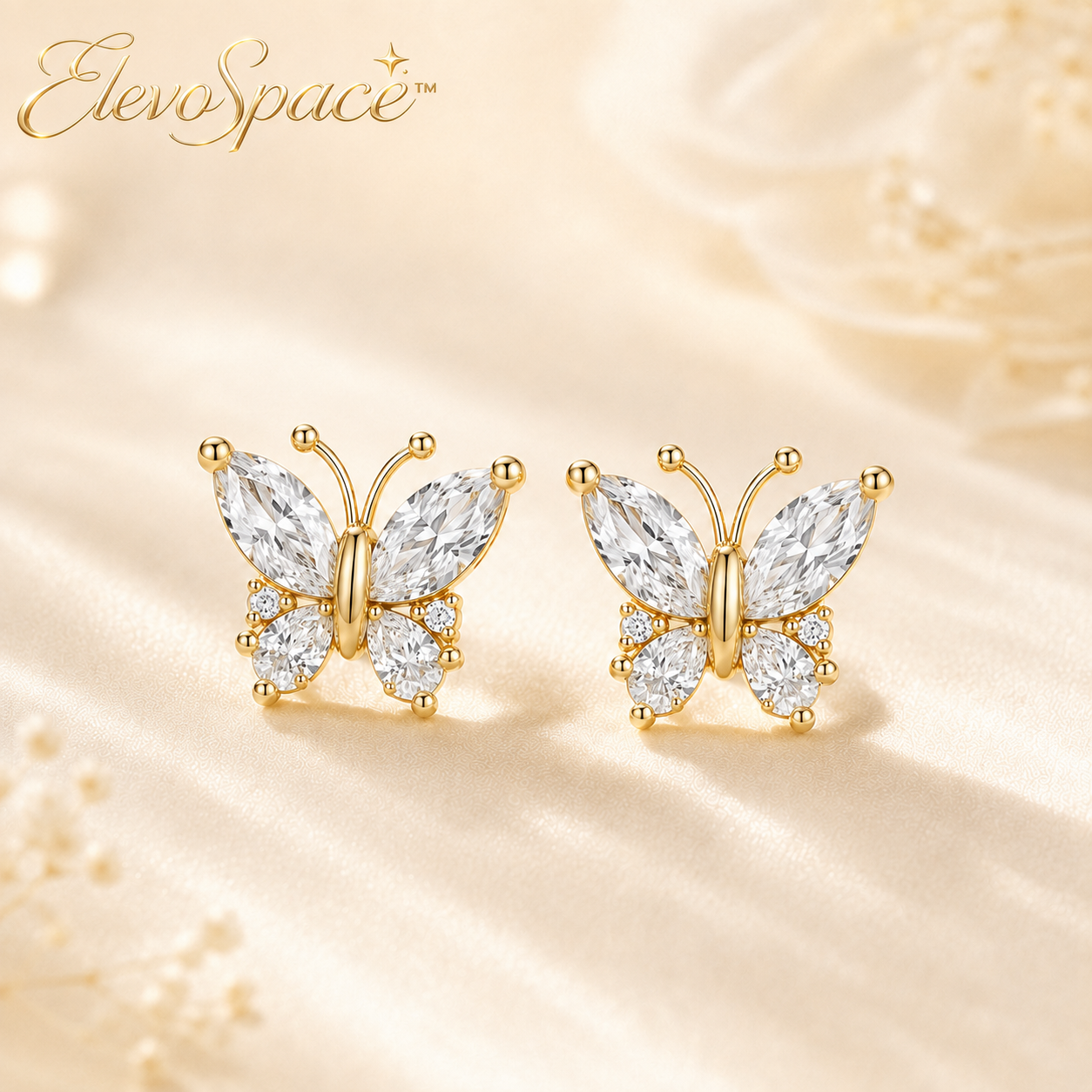 ElevoSpace™ Celestial Wingbeat Marquise & Pear Moissanite Stud Earrings