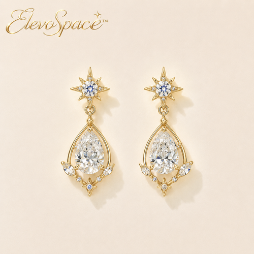 ElevoSpace™ Astercradle Pear Moissanite Drop Stud Earrings
